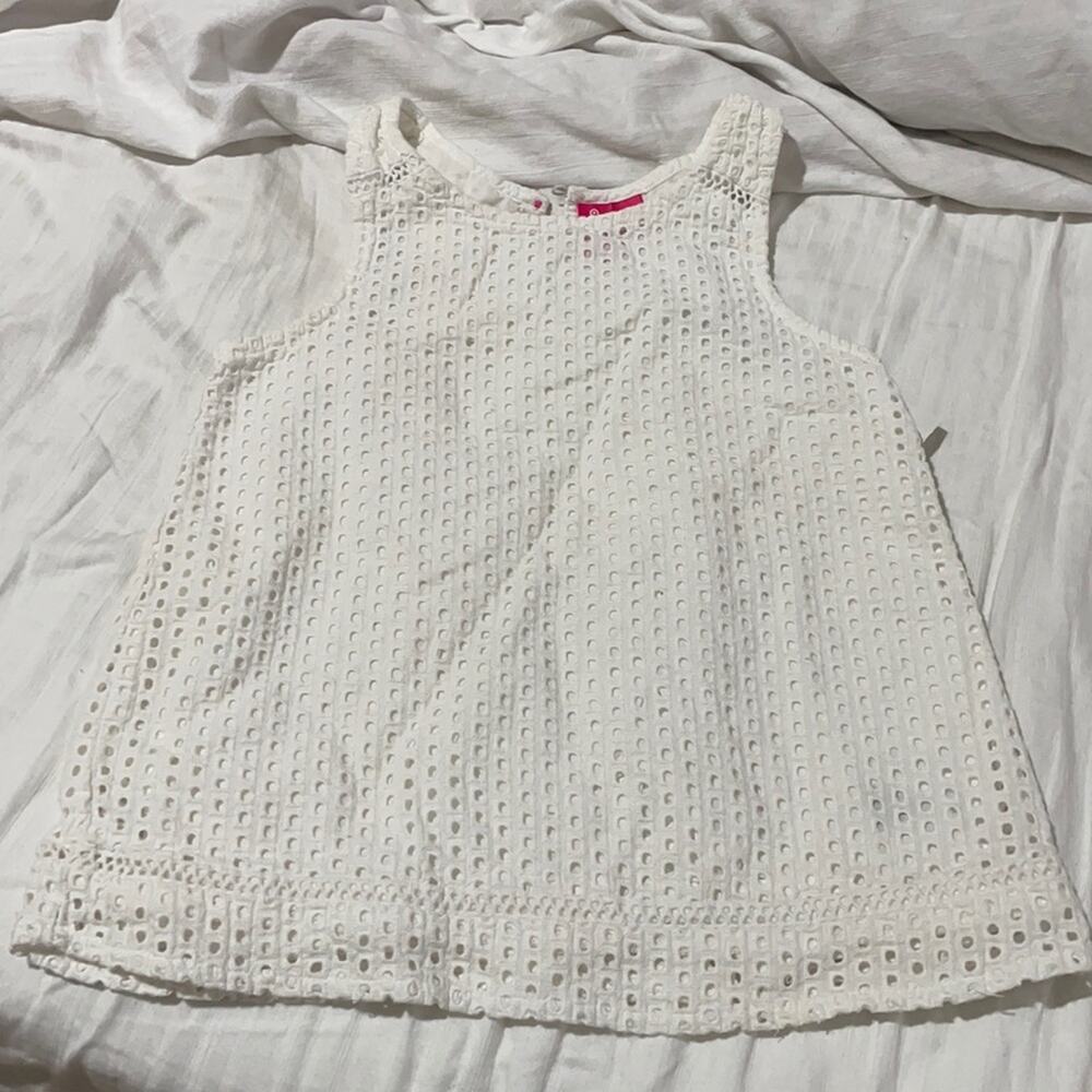 Lily Pulitzer 5t white lined tank Eyelet lace euc